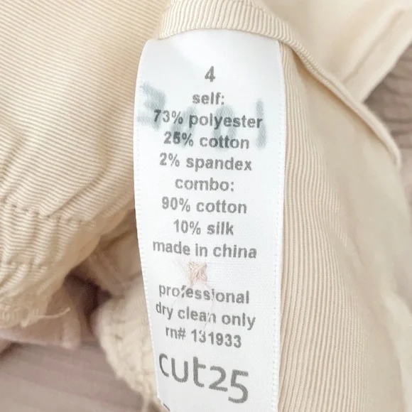 Cut 25 Yigal Azrouel Beige Sheath Dress Sz 4 Colorblock Ruffle Hem - Picture 6 of 6